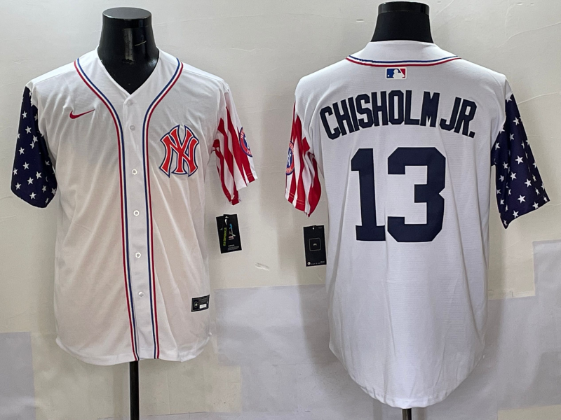 Men 2025  MLB New York Yankees #13 Chisholm Jr white jersey style 2